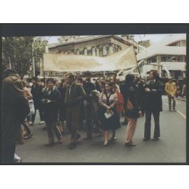 at F. O. L. & C. S. U. Rally against wages & price freeze Dunedin 11 Nov, 1982