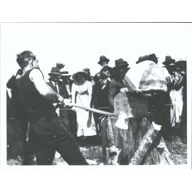 "Jerry O'Sullivan,  Champion, Chopper, at an axeman's  carnival at Turua. He  won and  was scratch  man, giving a start up to 35