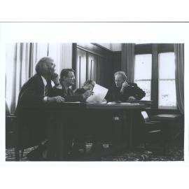 Senate Meeting (Pro-Vice Ch.) Alan Musgrave, Sir Robin Irvine  (Vice Chancellor) , Douglas Girvan (Registrar) Tim Gray (Academic