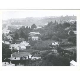 Stuart Street  on left, OBHS top left.  Taken from top of Knox Church steeple on Mafeking Day 17 May 1960