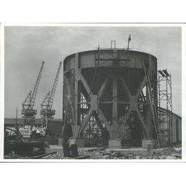Ceement silo being built at Cross Wharf (now sometime called Cement Wharf)
