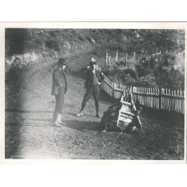 Reconstruction of miners transporting gear to goldfields