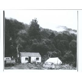Clarke Hut - Well Known to trampers  and deer stalkers as per note : Surveyor's tent  on right - new road to go through behind h