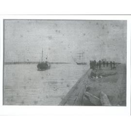 Waipara towing in the schooner Wanganui over the Hokitika bar