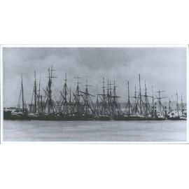 "Glimpse of Shipping, Hokitika 1866 (Fifty vessels in port)