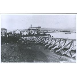 Hokitika Wharf in course of construction.