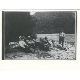 "A spell by the Hollyford"   Party of Joseph &  Alex C McGeorge,  J. Louis Salmon, David Tannoch Rev James J. Cairney, Misses Di