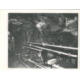 Portion of the Homer Tunnel where there is an influx of water  note corrugated iron overhead'