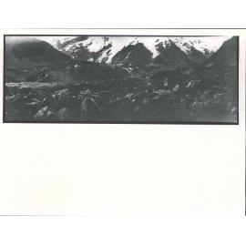 Old bed of Hooker River with terminal face of Mueller Glacier