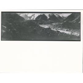 Hooker River & face of Mueller Glacier Suspension bridge over river