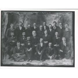 Back Row, - T. Slater, J. Owens, W. Smith, A Slater, E. Brandon, -, -. -. -. l to r      second L. <unclear>, J. Pattison, W. Re