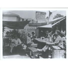 "Canteen in private garden showing how survivors have adapted themselves note bush store & Chimney"