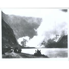 Burning sulphur deposits