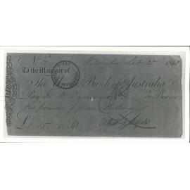 To the manager of the union bank of Australia...