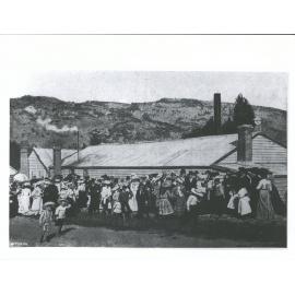 Fruit Canning Factory - Opening. View of the crowd at the Opening of the canning factory