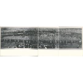 [4th] [1st] Contingent - farewell at Oval Dunedin Mr 1900 3 part panorama