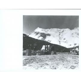 The massive four mile long summit ridge of Chamlang from a survey point on Schoyang Col during exploratory sortie up the Iswa"