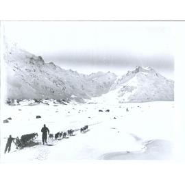 Sled team on the Tasman Glacier
