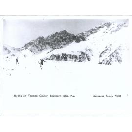 Ski-ing on Tasman Glacier, Southern Alps, N.Z.