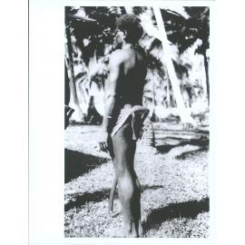 Espiritu Santo 'Men's dress in heathenism ... Lumps of wood at back, strings of native beads in front.'