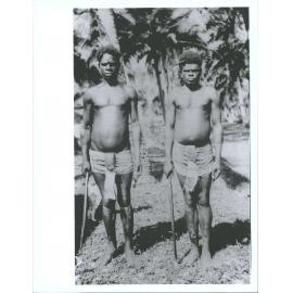 Espiritu Santo 'Men's dress in heathenism ... Lumps of wood at back, strings of native beads in front.'