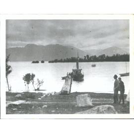 S.S. Tawera at dock on Lake Te Anau