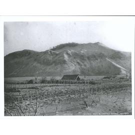 Wairoa Road and Carved Whare, Wairoa, after Tarawera Eruption