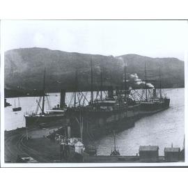 Railway Wharf Port Chalmers. Shows Aparima,  Mararoa & Karamea - Barque Heathfield.