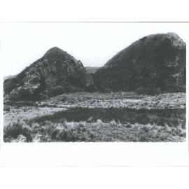 The Entrance to cave in Little Pyramid Kapuketereti Flat Otago Peninsula Fugitives Slain'