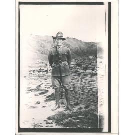 Unidentified soldier, taken in front of parapet