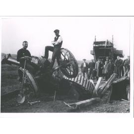 Traction engine in ditch