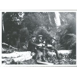 Harry Adams, Alfred Wybrow (Dick), Charlie Neilson on way from a dance at 10 a.m.