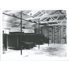 Interior of sub-station showing 4x 600KW transformers & 2x 35000 volt oil switches
