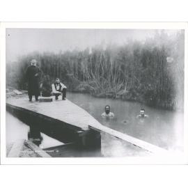 Robert Graham (in long coat) at Mineral Hot Baths - Wairakei