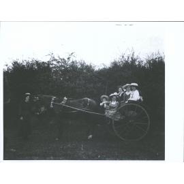 People riding on a horse cart
