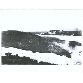 Rotomahana, Mount Tarawera & the Pink & White Terraces looking E.N.E, taken shortly before eruption of 10 June 1886