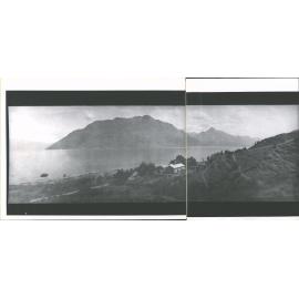 Panorama of Lake Wakatipu showing Mt. Cecil and Walter Peak