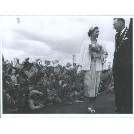 QE II with Mayor of Woodville (Mr L.K. Pilcher)