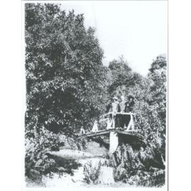 Bridge leading to tennis court at Blandswood, Peel Forest