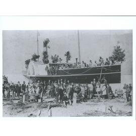Launch of P.S. Mountaineer at Kingston, Lake Wakatipu