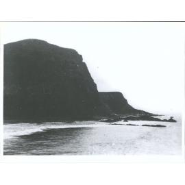 View from immediately above the cave Te Ana Ngaiti Mamoe looking across Calliope Bay to the Quoin Cliffs