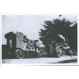 Traction engine driving a chaff cutter