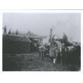 Threshing, probably Dewars Farm, Maheno
