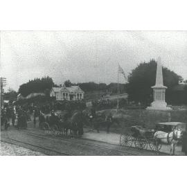 Gathering at Stirling War Memorial and Railway Crossing