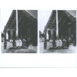 Maori children outside Tamatekapua meeting house