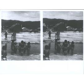 Maori children in hot pool