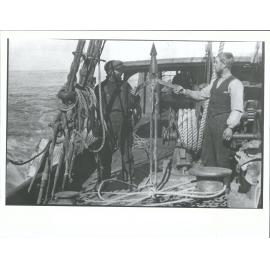 Whalers with harpoon