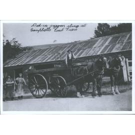 Horse drawn wagon outside Campbell's, East Taieri