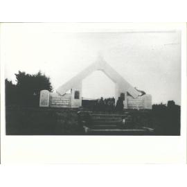 Sitting in front of the Arowhenua war memorial