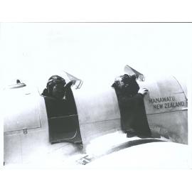 Captain 'Mac' MacGregor (rear) H. C. Walker (front) Manawatu ZK - ADJ Miles M2H Hawk Mador